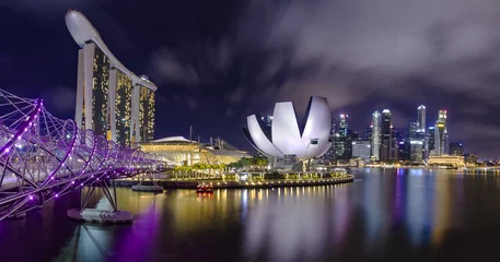 Cercles muraux Helix Bridge Singapur bei Nacht