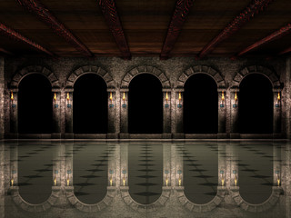 Castle hall and arches