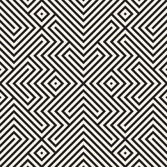 Geometric Ethnic Background with Symmetric Lines Lattice. Vector Abstract Seamless Pattern.