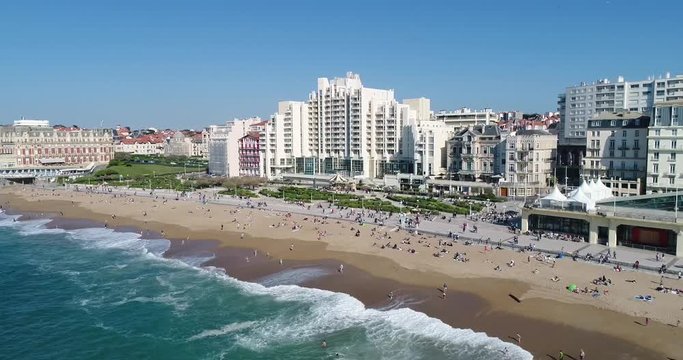 Biarritz, Beach scene in Biarritz Grande Plage in France