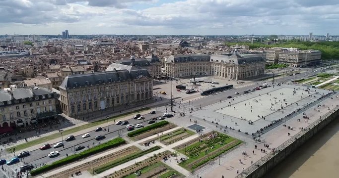 Bordeaux, Aerial view of Quai de lune and place de la bourse