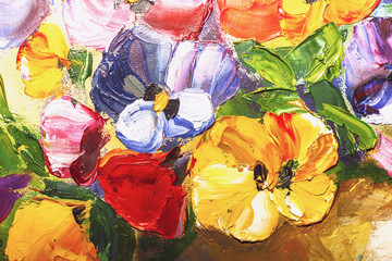 Fototapeta na wymiar texture oil painting flowers, painting vivid flowers