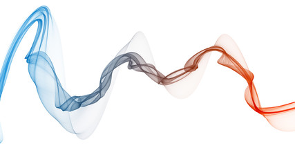 3d illustration of colored waves look like smoke 