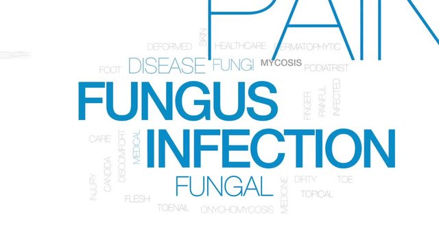 Fungus infection animated word cloud, text design animation. Kinetic typography.