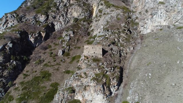 Ancient stone wall on the mountain