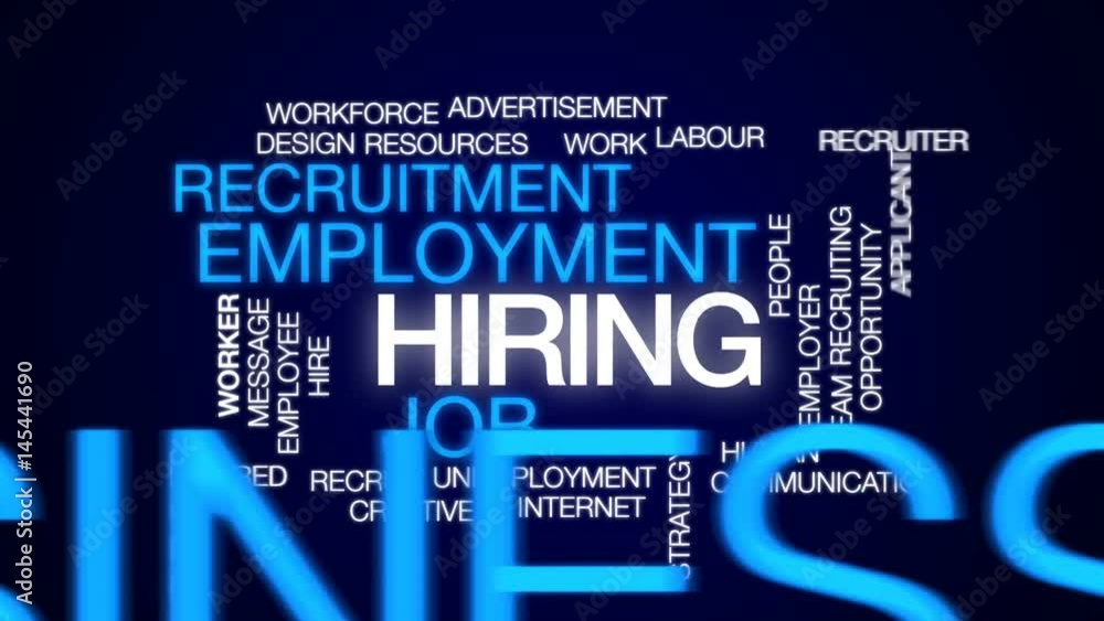 Poster hiring animated word cloud, text design animation.