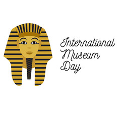 Illustration for the Museum Day with Tutankhamen and text