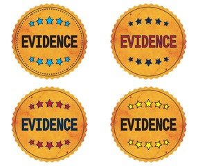 EVIDENCE text, on round wavy border vintage, stamp badge.