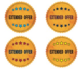 EXTENDED OFFER text, on round wavy border vintage, stamp badge.