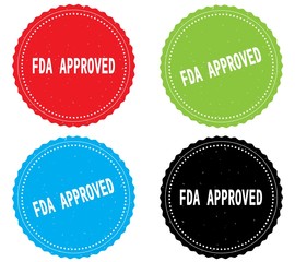 FDA APPROVED text, on round wavy border stamp badge.