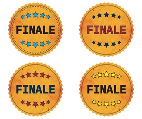 FINALE text, on round wavy border vintage, stamp badge.