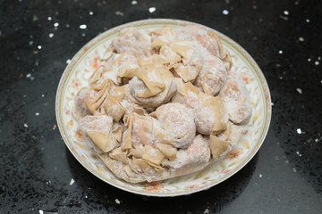 frozen wontons on a dish