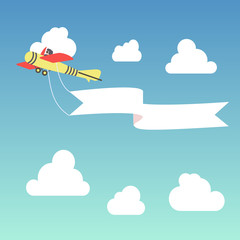 air vector banner airplene in the sky with clouds