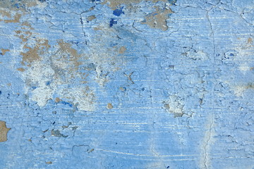 Blue Peeling Paint on Cement Wall Texture Background.