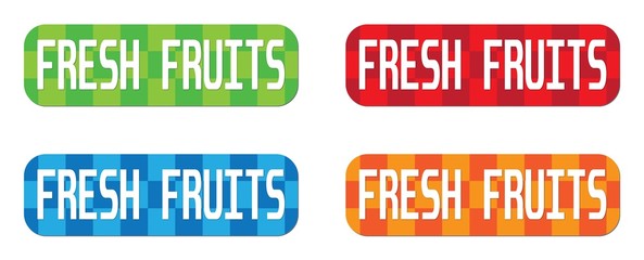 FRESH FRUITS text, on rectangle, zig zag pattern stamp sign.