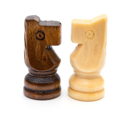 brown and white knights on a white background