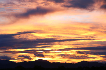 Golden light of the evening sky