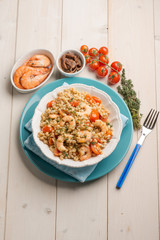 barley salad with shrimp anchovies and tomatoes