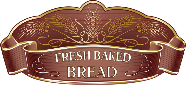 Gold wheat ears on elegant brown background. Bakery logo template.