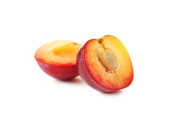 Fototapeta na wymiar Fresh plum isolated on a white