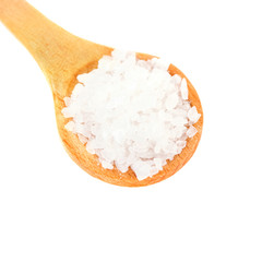 Wooden spoon with sea salt