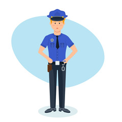 Policeman in working clothes, with necessary ammunition working in place.