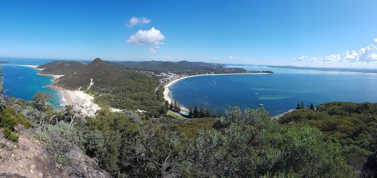 Shoal Bay vue du Mont Tomaree, New South Wales, Australie