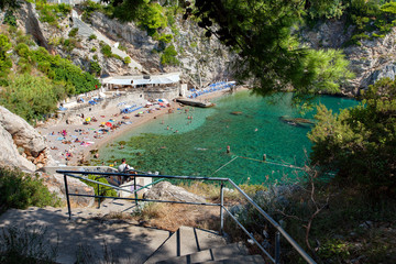 Naklejka premium Adriatic Sea - Typical beach in Dubrovnik, Dalmatia, Croatia 