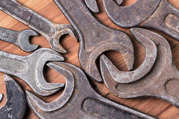 Spanners of various sizes close-up