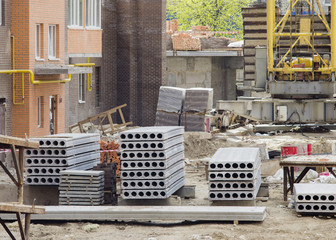 Building materials on the construction site