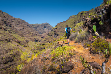 Hiker on a trail in the Canary Islands, Spain © JFL Photography