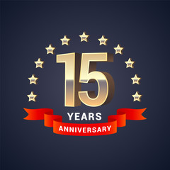 15 years anniversary vector icon, logo