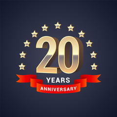 Fototapeta na wymiar 20 years anniversary vector icon, logo