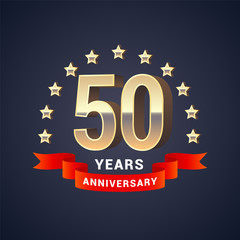 Fototapeta na wymiar 50 years anniversary vector icon, logo