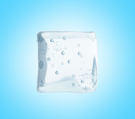 ice cube 3d render on blue background