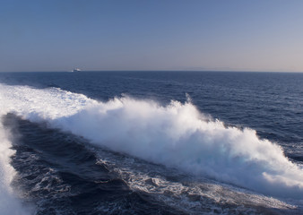 Wave from a passing boat