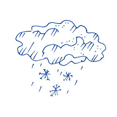 Hand drawn weather icon of storm. Pen drawing. Sketch, vector illustration.