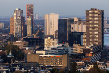 Fototapeta na wymiar Aerial panorama of Rotterdam