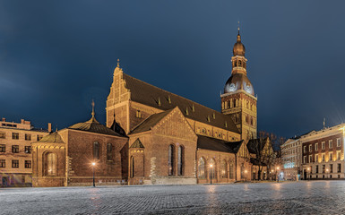 Riga Lettland Kirche Dom Panorama Nacht
