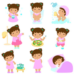 Healthy hygiene for girl cartoon vector