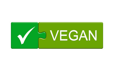 Fototapeta Zielony przycisk, ikona z napisem vegan obraz