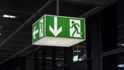 green exit sign