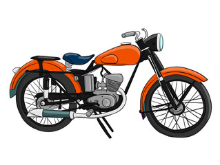 Fototapeta na wymiar Orange motorcycle stands on a white background eps 10 illustration