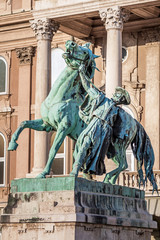 Fototapeta na wymiar Horse statue at Buda Castle or the Royal Palace in Budapest, Hungary