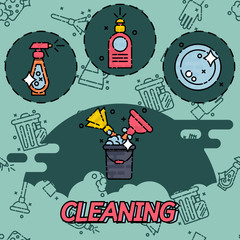 Cleaning flat concept icons