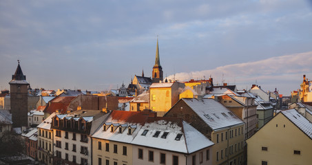Fototapeta na wymiar St. Bartholomew Cathedral and Old Water Tower in Pilsen