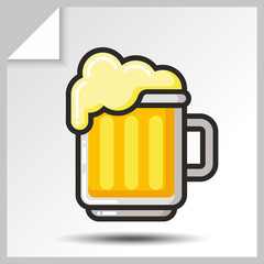 Beer icon for alcohol beverage menu. Vector Isolated flat colorfull illustration.