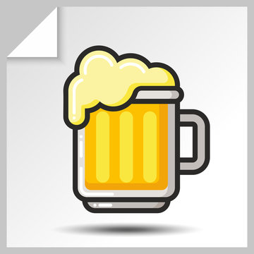 Beer icon for alcohol beverage menu. Vector Isolated flat colorfull illustration.