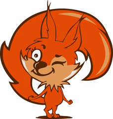 little red squirrel on white background