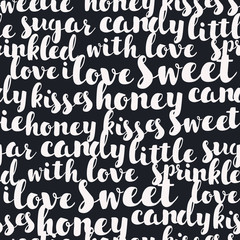 Seamless pattern with international greetings words. Ink illustration. Hand drawn words: hello, bonjour, aloha, ola, buon giorno, chao, hi. Handwritten lettering. © iracosma